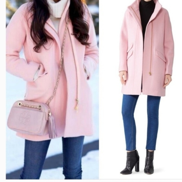 SIZE 12 J.Crew Pink Gori Wool Cocoon Coat - Picture 2 of 9